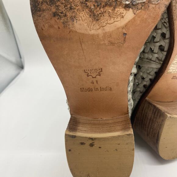 Free People White Gray In The Loop Woven Ankle Boots Women's size 41 / 10.5 - Picture 11 of 12